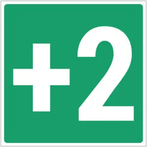 Verdieping +2 pictogram - groen wit - vierkant - tekst +2 op groene achtergrond