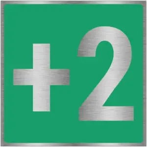 Verdieping +2 pictogram - brushed aluminium - groen grijs - vierkant