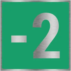 Verdieping -2 pictogram - brushed aluminium - groen grijs - vierkant