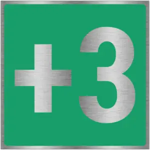 Verdieping +3 pictogram - brushed aluminium - groen grijs - vierkant
