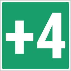 Verdieping +4 pictogram - groen wit - vierkant - tekst +4 op groene achtergrond