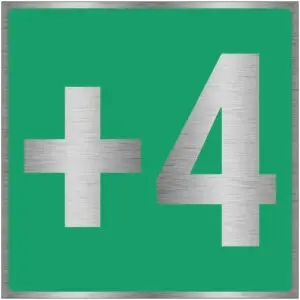 Verdieping +4 pictogram - brushed aluminium - groen grijs - vierkant