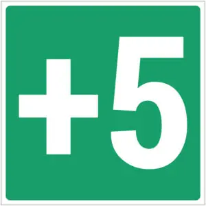 Verdieping +5 pictogram - groen wit - vierkant - tekst +5 op groene achtergrond