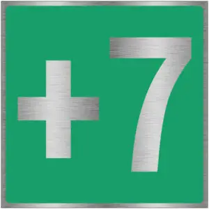 Verdieping +7 pictogram - brushed aluminium - groen grijs - vierkant
