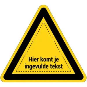 Waarschuwingspictogram met tekst op maat - driehoekig - geel zwart