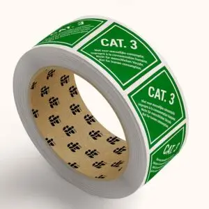 Categorie 3 ADR pictogram op rol - groen wit - vierkant - tekst CAT. 3 niet voor menselijke consumptie