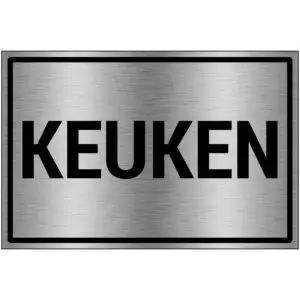Keuken bord - brushed aluminium materiaal - grijs zwart - tekst keuken - rechthoek