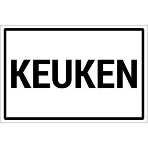 Keuken tekst pictogram - wit zwart - met Nederlandse tekst keuken - rechthoek