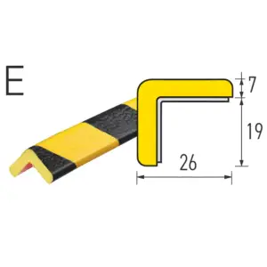 Knuffi hoekprofiel stootrand type E - geel zwart