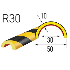 Knuffi leidingprofiel stootrand type R30 - geel zwart