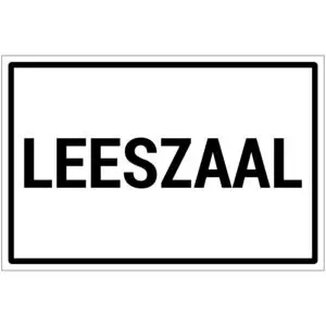 Leeszaal tekst pictogram - wit zwart - met Nederlandse tekst leeszaal - rechthoek