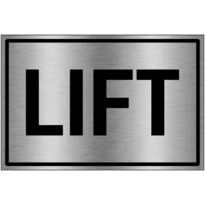 Lift bord - brushed aluminium materiaal - grijs zwart - tekst lift - rechthoek