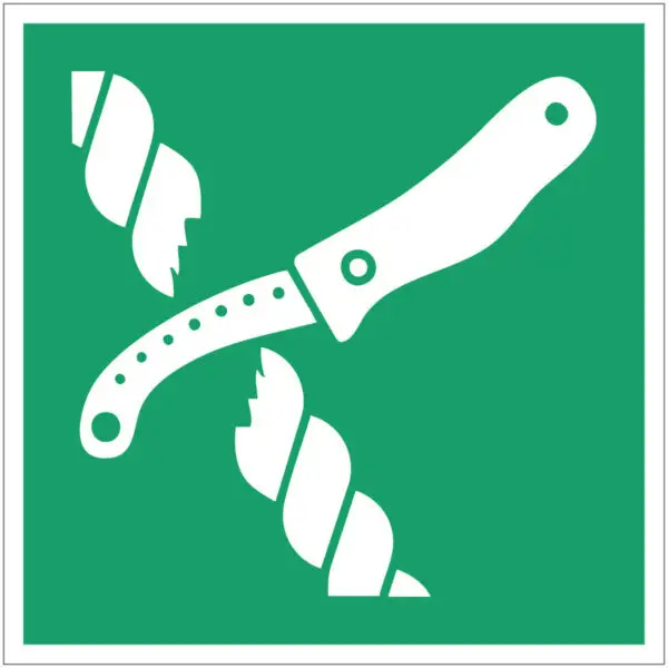 Mes overlevingsvlot EHBO pictogram - E035 - vierkant - groen wit