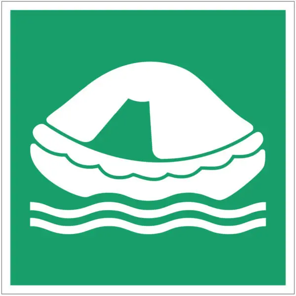 Overlevingsvlot EHBO pictogram - E038 - vierkant - groen wit