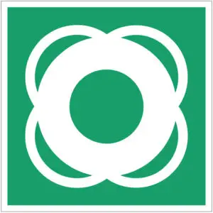 Reddingsboei EHBO pictogram - E040 - vierkant - groen wit