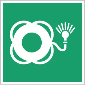 Reddingsboei met licht EHBO pictogram - E042 - vierkant - groen wit