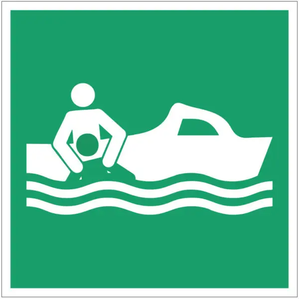 Reddingsboot EHBO pictogram - E037 - vierkant - groen wit