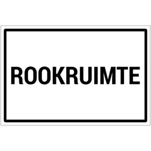 Rookruimte tekst pictogram - wit zwart - met Nederlandse tekst rookruimte - rechthoek