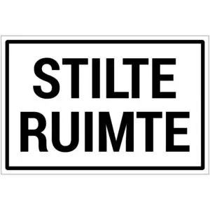 Stilteruimte tekst pictogram - wit zwart - met Nederlandse tekst stilteruimte - rechthoek