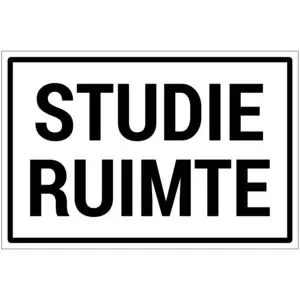Studieruimte tekst pictogram - wit zwart - met Nederlandse tekst studieruimte - rechthoek