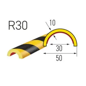 Knuffi stootrand leidingprofiel type R30 - geel zwart
