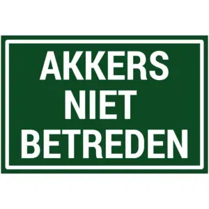 Akkers niet betreden natuur en platteland pictogram - groen wit - rechthoekig