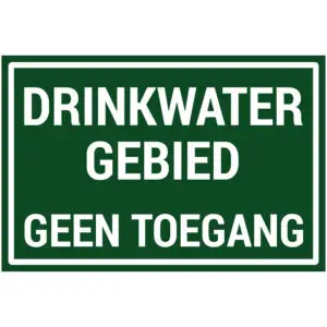 Drinkwatergebied geen toegang natuur en platteland pictogra - groen wit - rechthoekig