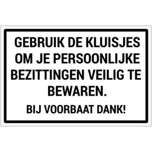 Gebruik de kluisjes voor persoonlijke bezittingen pictogram - wit zwart - rechthoekig