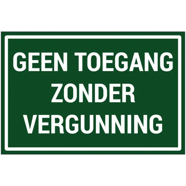 Geen toegang zonder vergunning natuur en platteland pictogram - groen wit - rechthoekig