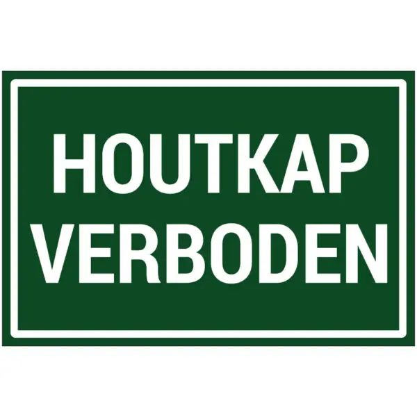 Houtkap verboden natuur en platteland pictogram - groen wit - rechthoekig