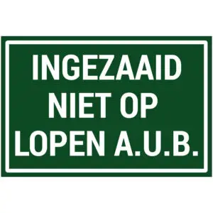 Ingezaaid niet op lopen aub natuur en platteland pictogram - groen wit - rechthoekig