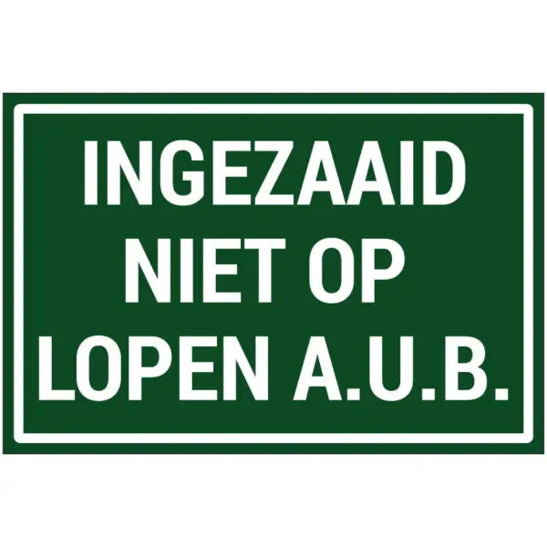 Ingezaaid niet op lopen aub natuur en platteland pictogram - groen wit - rechthoekig