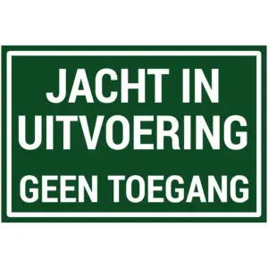 Jacht in uitvoering geen toegang natuur en platteland pictogram - groen wit - rechthoekig