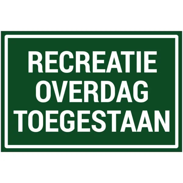 Recreatie overdag toegestaan natuur en platteland pictogram - groen wit - rechthoekig