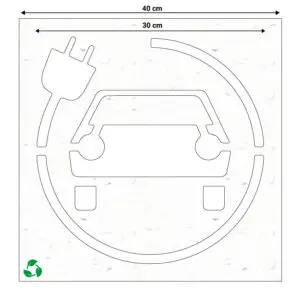 Spuitsjabloon elektrisch oplaadpunt - Sign Again materiaal - 40 x 40 cm - symbool auto met stekker