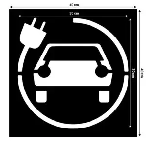Spuitsjabloon elektrisch oplaadpunt - dibond materiaal - 40 x 40 cm - symbool auto met stekker