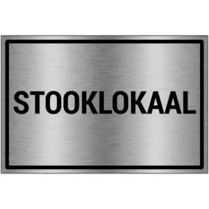Brushed aluminium Stooklokaal pictogram - grijs zwart - rechthoekig - tekst stooklokaal op grijze achtergrond