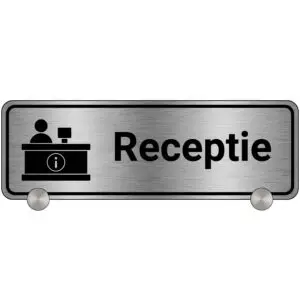 Tafelbordje receptie - brushed aluminium - rechthoekig - inclusief tafelstandaard