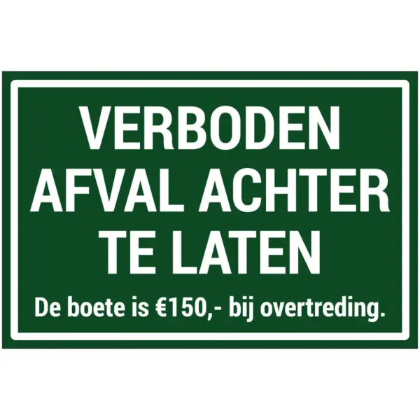 Verboden afval achter te laten natuur en platteland pictogram - groen wit - rechthoekig