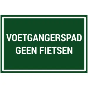 Voetgangerspad geen fietsen natuur en platteland pictogram - groen wit - rechthoekig