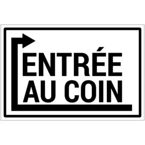 Entrée au coin gauche tekst pictogram - wit zwart - rechthoekig