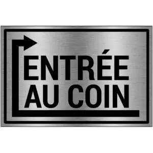 Brushed aluminium Entrée au coin gauche tekst pictogram - grijs zwart - rechthoekig