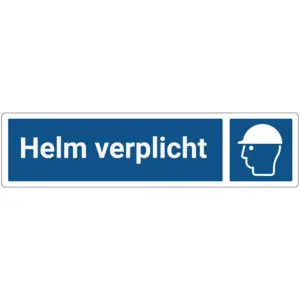 Helm verplicht deurbordje - blauw wit - rechthoekig