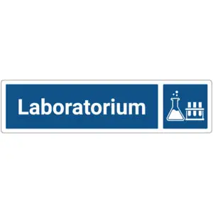 Laboratorium deurbordje - blauw wit - rechthoekig