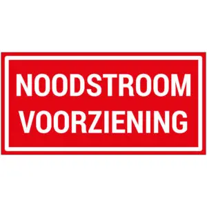 Noodstroomvoorziening tekst pictogram - rood wit - rechthoekig