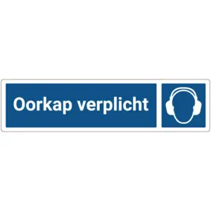 Oorkap verplicht deurbordje - blauw wit - rechthoekig