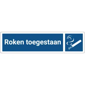 Roken toegestaan deurbordje - blauw wit - rechthoekig