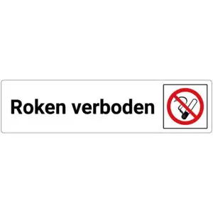 Roken verboden deurbordje - rood wit zwart - rechthoekig