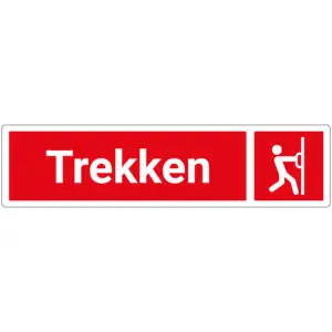 Trekken deurbordje - rood wit - rechthoekig