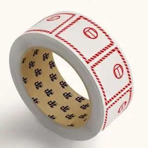 Excepted Quantities IATA pictogram op rol - rood wit - vierkant